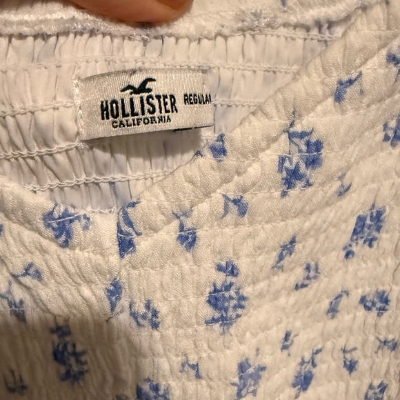 Hollister Floral Babydoll Skort Dress Size Small White Blue Smocked Romper Mini - Picture 5 of 11